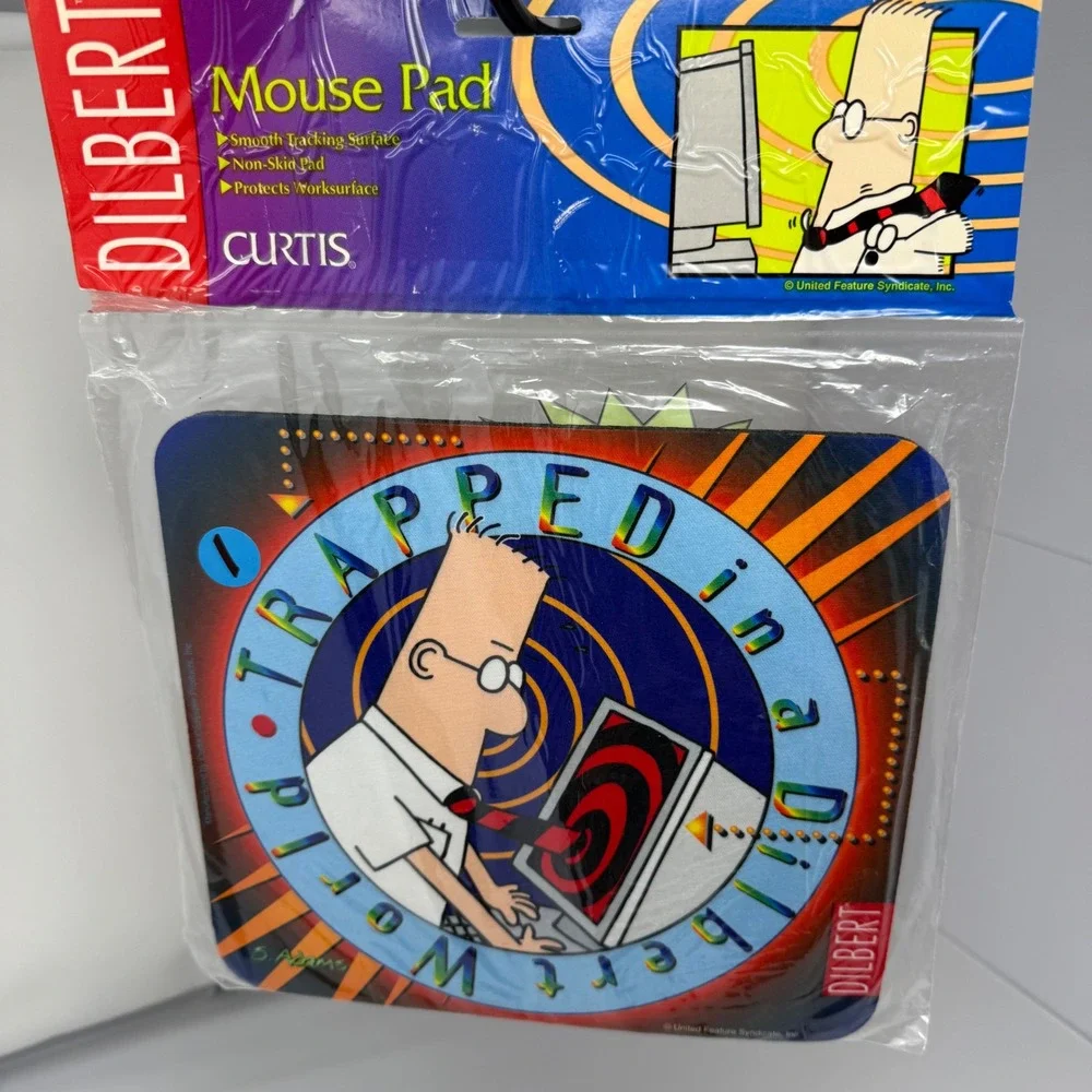 Curtis Dilbert Mouse Pad OS Blue Vintage 1997 Trapped in a Dilbert World Office